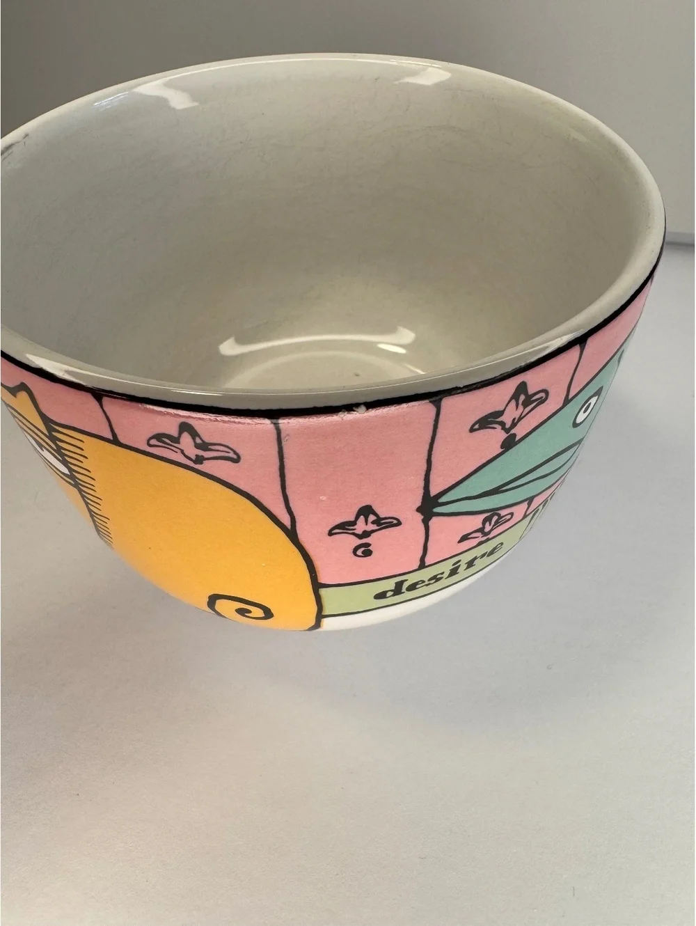 Bad Cat Collection Ceramic Coffee Cup with Colorful Cat and Fish Design